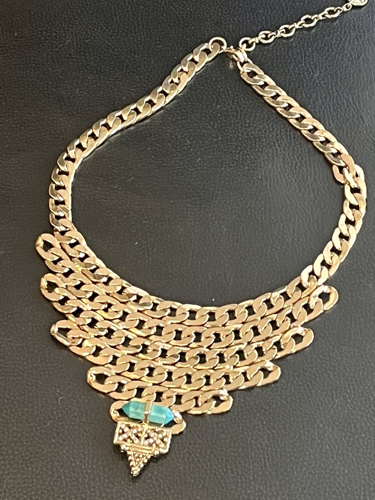 SIAM NIGHTS COLLAR NECKLACE GOLD WITH TURQUOISE & CRYSTALS