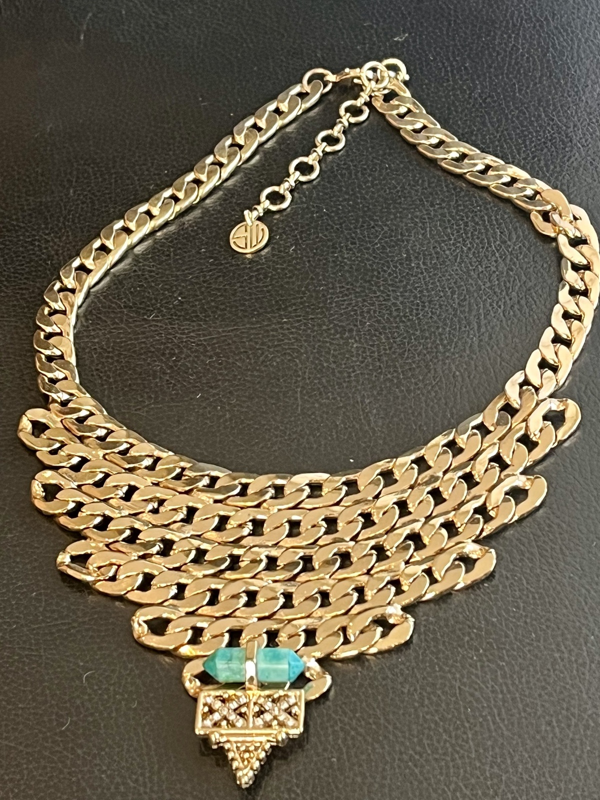 SIAM NIGHTS COLLAR NECKLACE GOLD WITH TURQUOISE & CRYSTALS