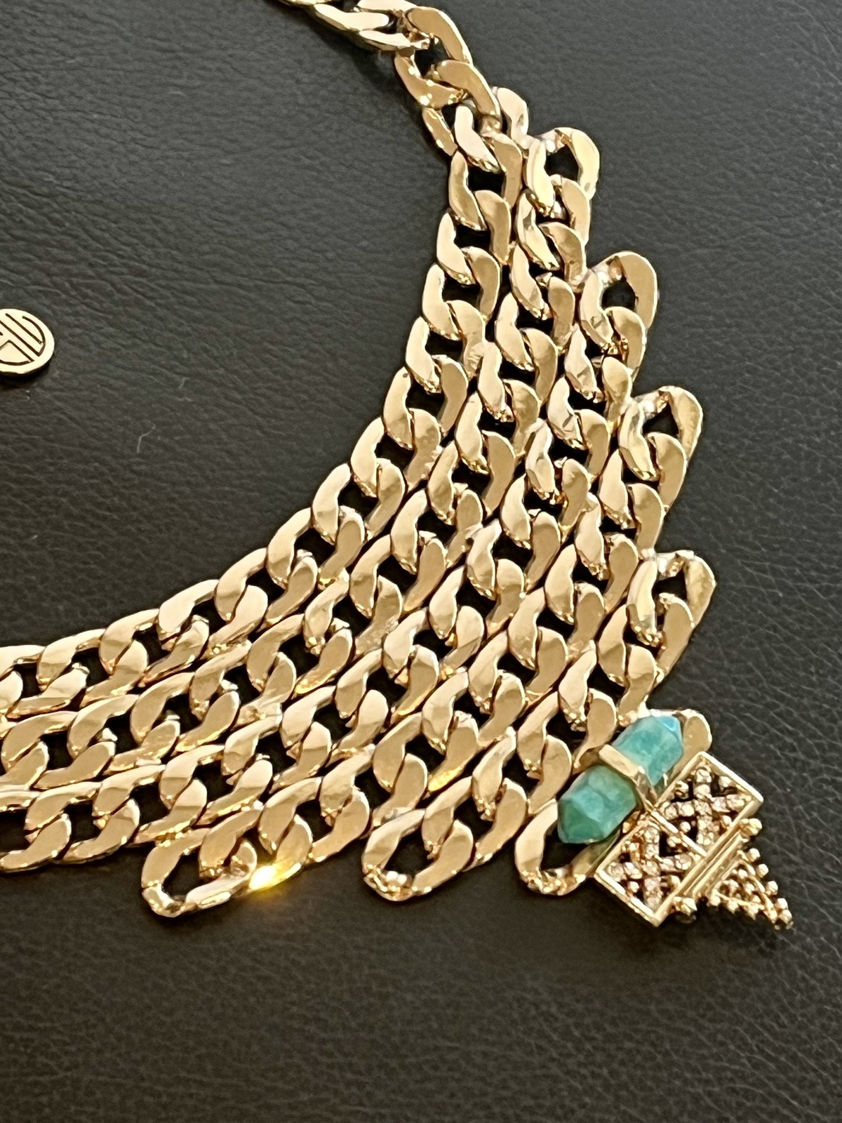 SIAM NIGHTS COLLAR NECKLACE GOLD WITH TURQUOISE & CRYSTALS