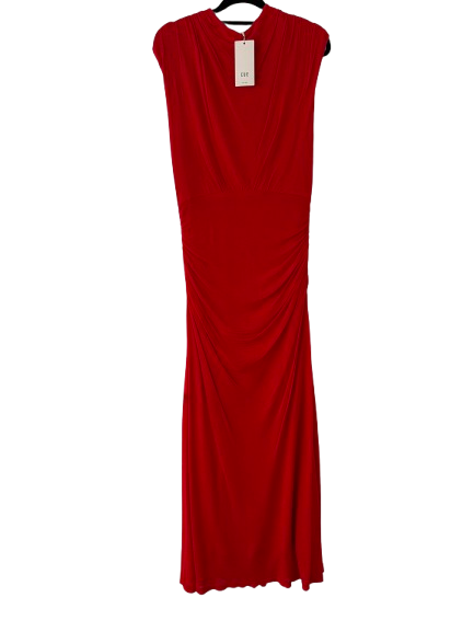 Cue long red dress