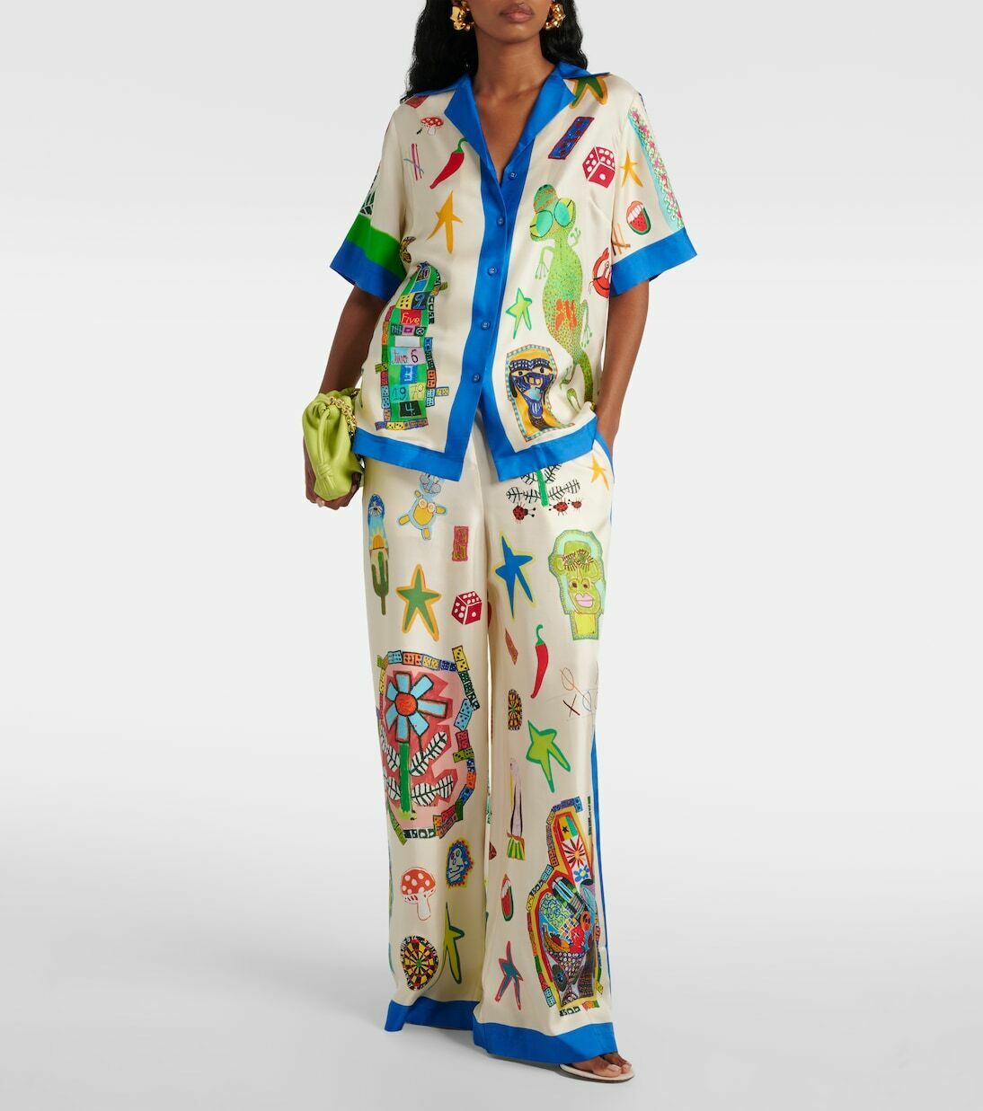 roller silk shirt and pants set