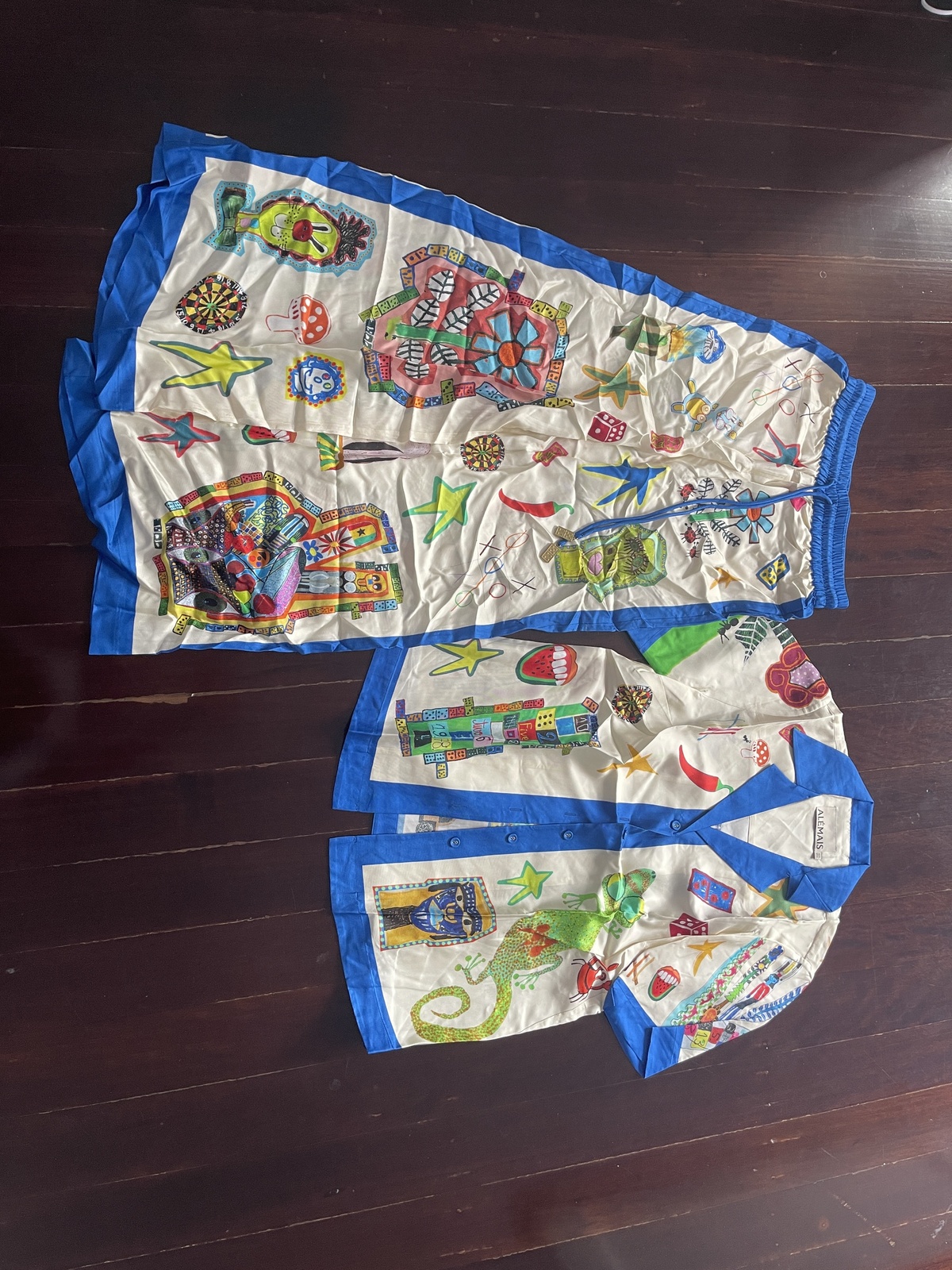 roller silk shirt and pants set