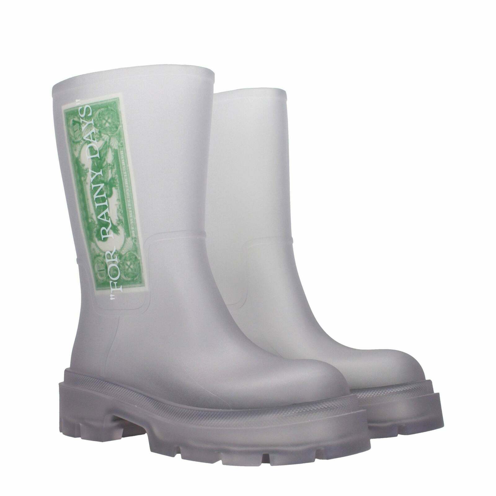 PVC Ankle Boots with Chunky Heel - Transparent / EU42/US9