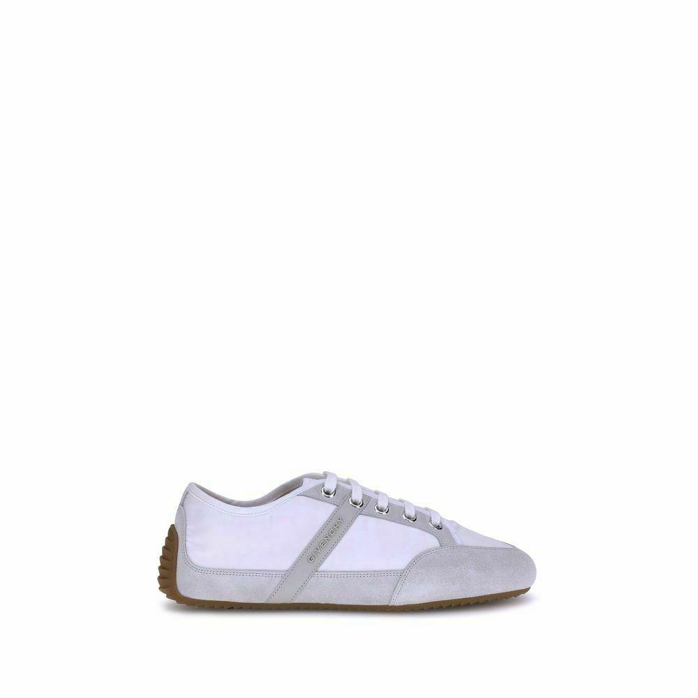 Slim Nylon and Suede Sneakers with Embossed Signature - White / 41 EU