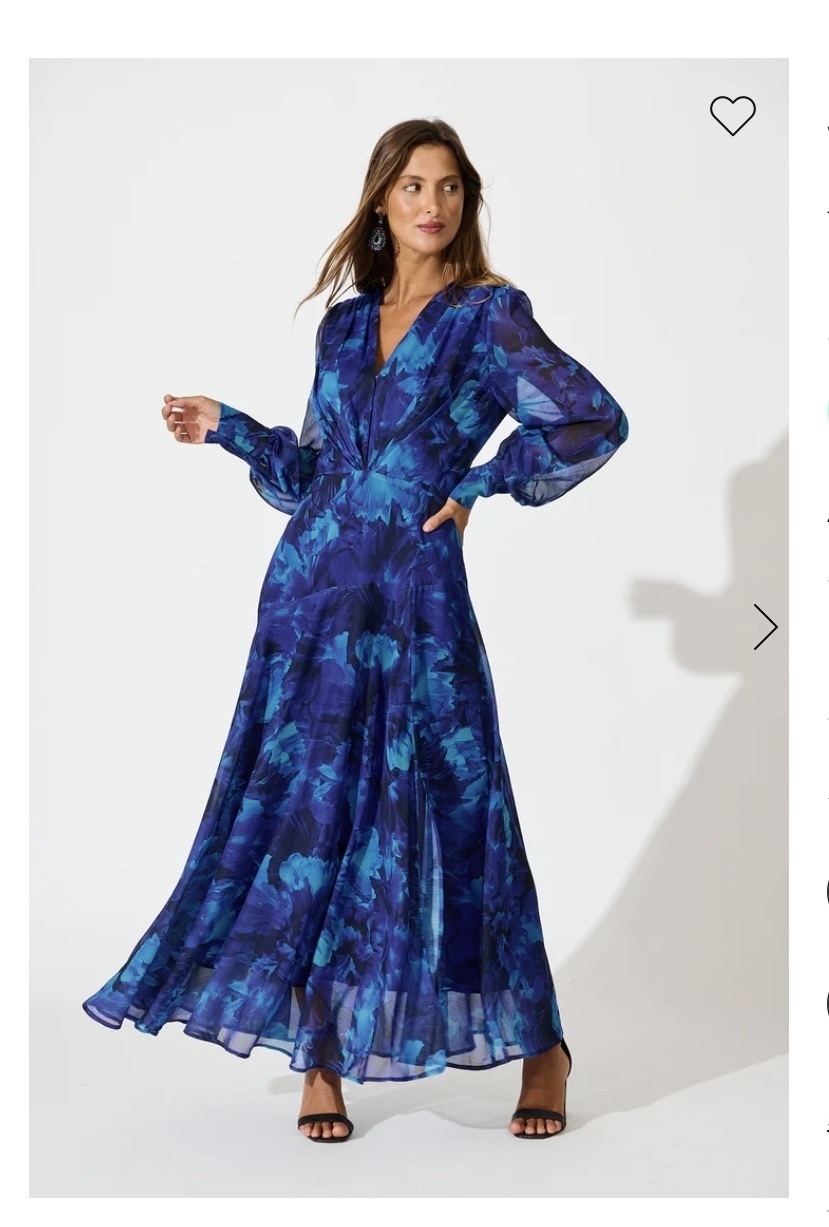 Martina Maxi Dress in Blue Watercolour Chiffon  