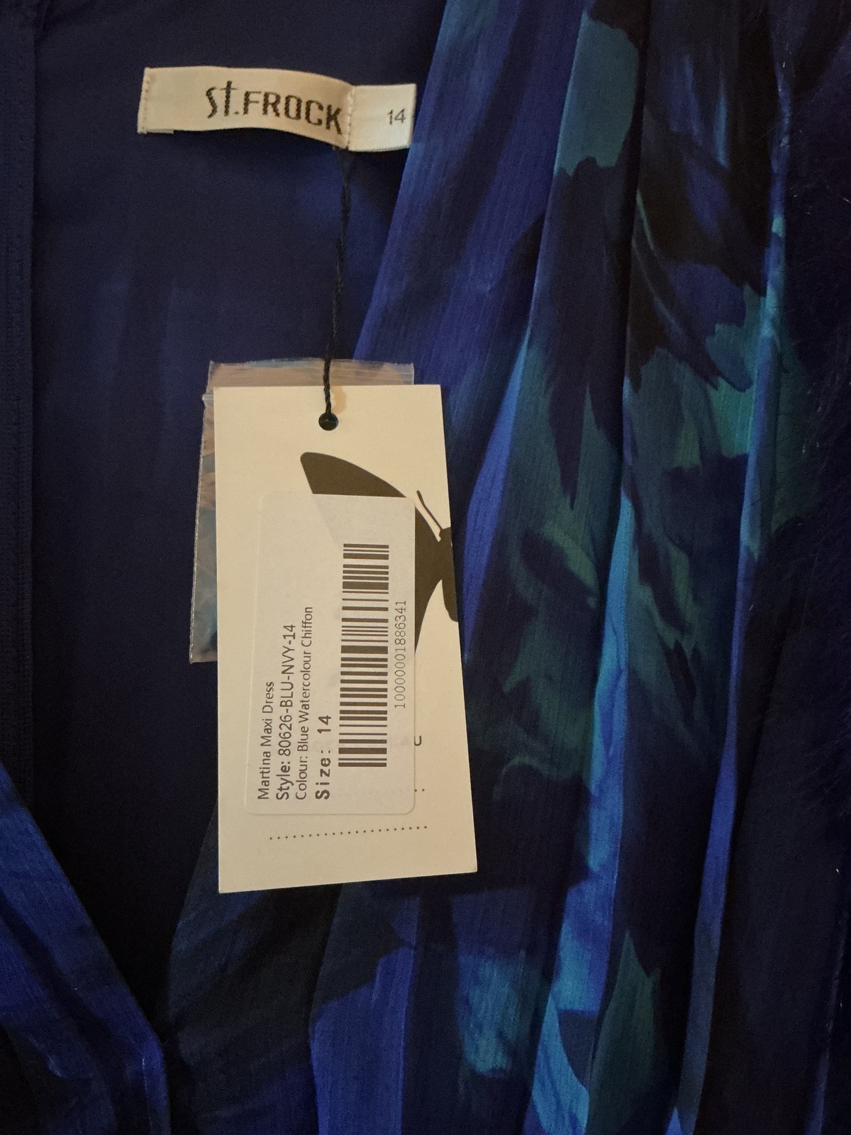 Martina Maxi Dress in Blue Watercolour Chiffon  