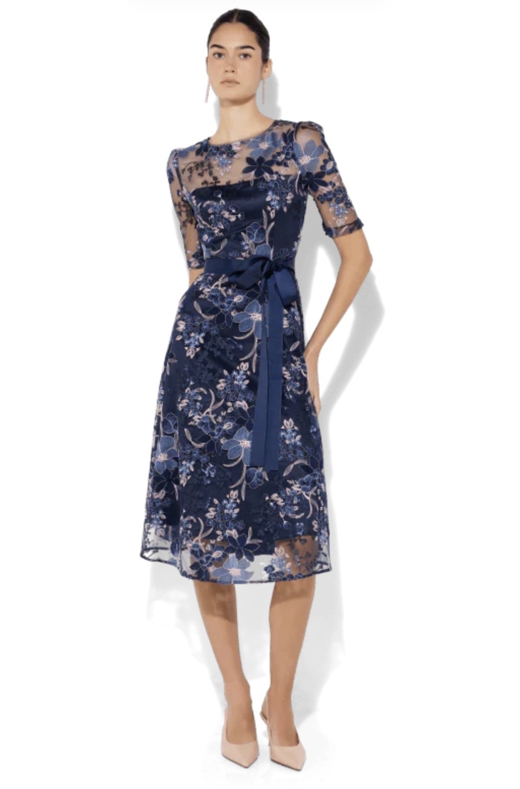 Loren Navy/Pink Lace Dress
