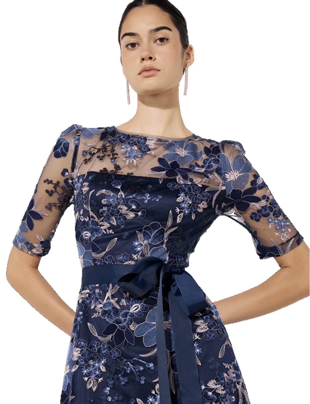 Loren Navy/Pink Lace Dress