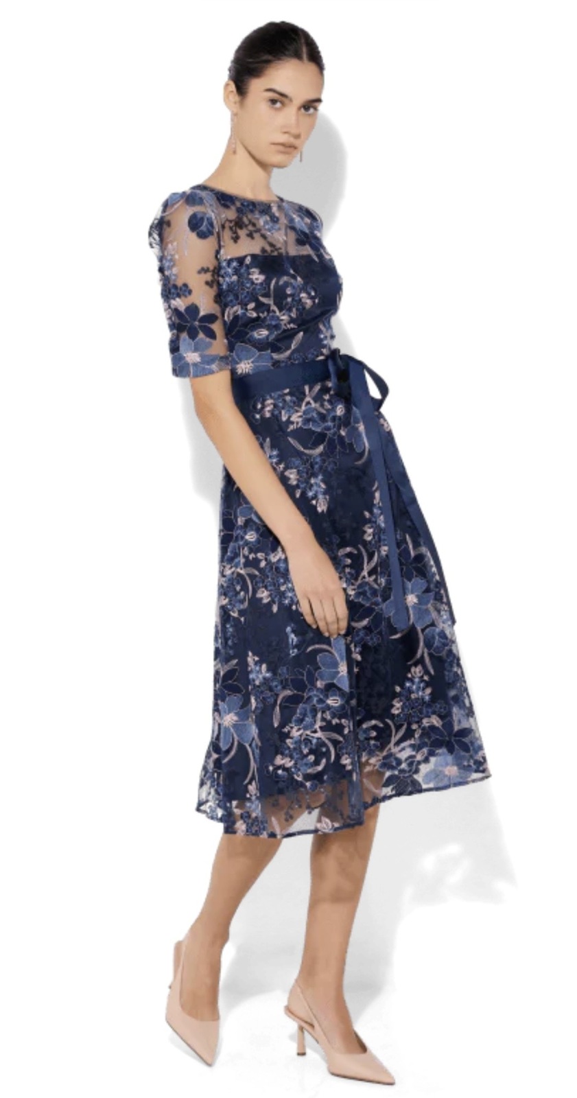 Loren Navy/Pink Lace Dress