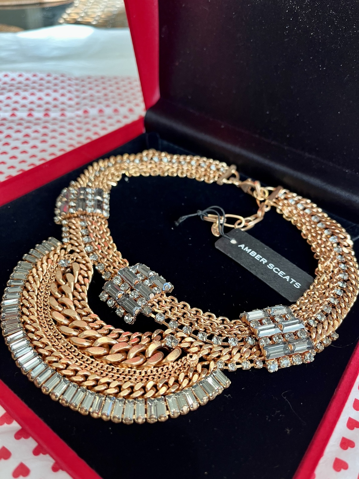 24K MATTE GOLD PLATED NECKLACE WITH SWAROVSKI CRYSTALS - RRP $530