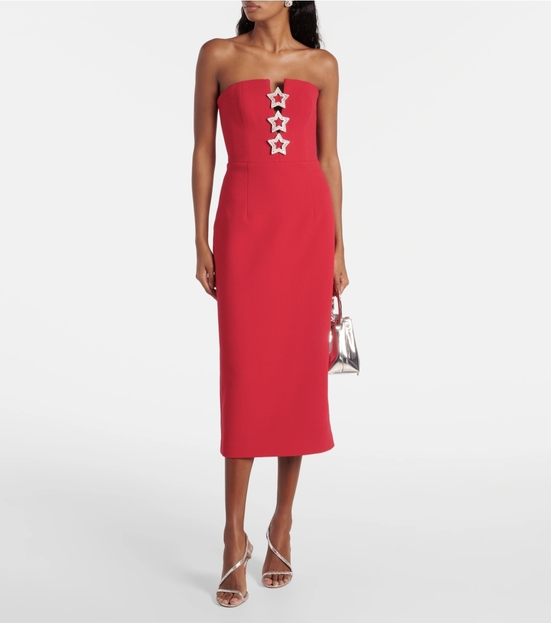 Akari Strapless Midi Dress Red Size 8