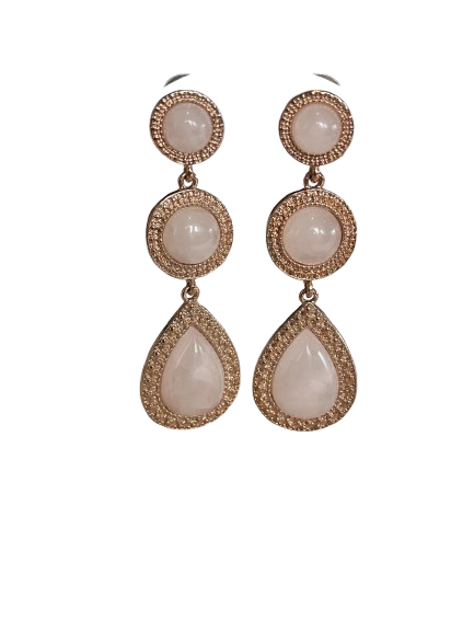 BARDOT EARRINGS IN ROSE GOLD WITH ROSE QUARTZ - BNWOT