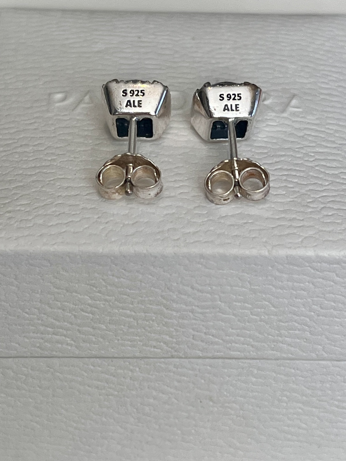 SQUARE SPARKLE HALO STUDS STERLING SILVER WITH CZ - RRP $129