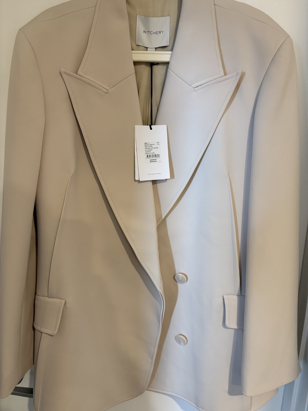 blazer - 14, exposed dart, stone colour