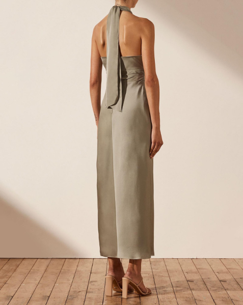 Luxe Gathered Halter Midi Dress