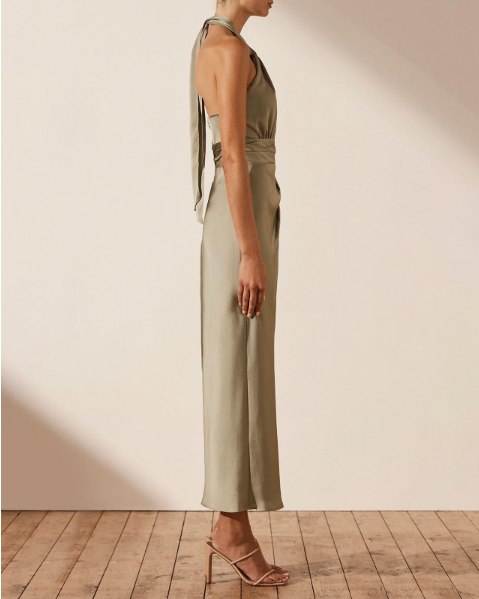 Luxe Gathered Halter Midi Dress