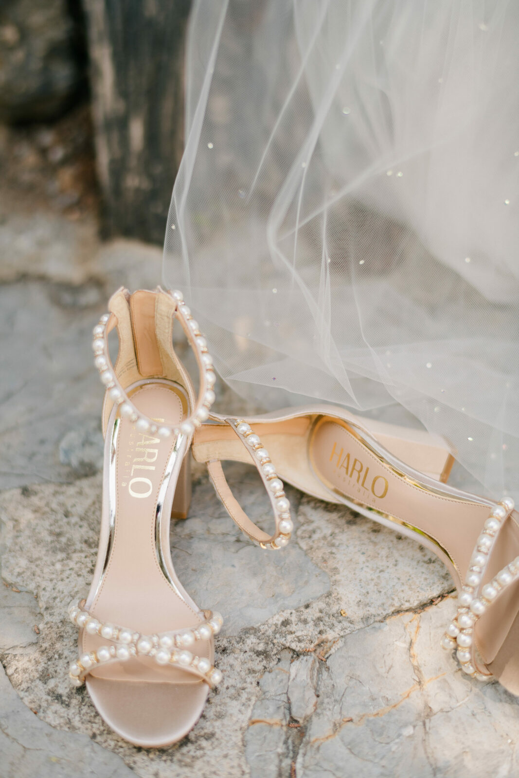ALEXENE - NUDE PEARL LOW BLOCK BRIDAL HEEL