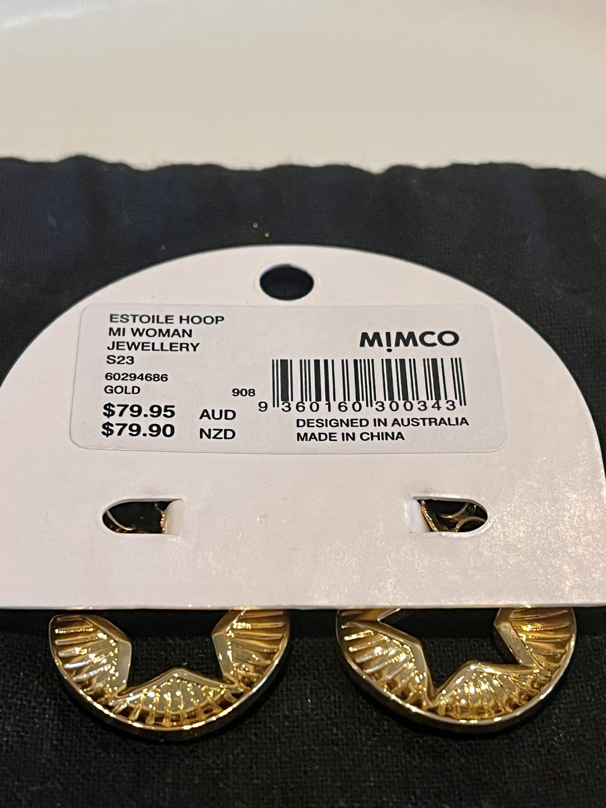 ESTOILE HOOP EARRINGS 14K GOLD PLATED - RRP $79.95