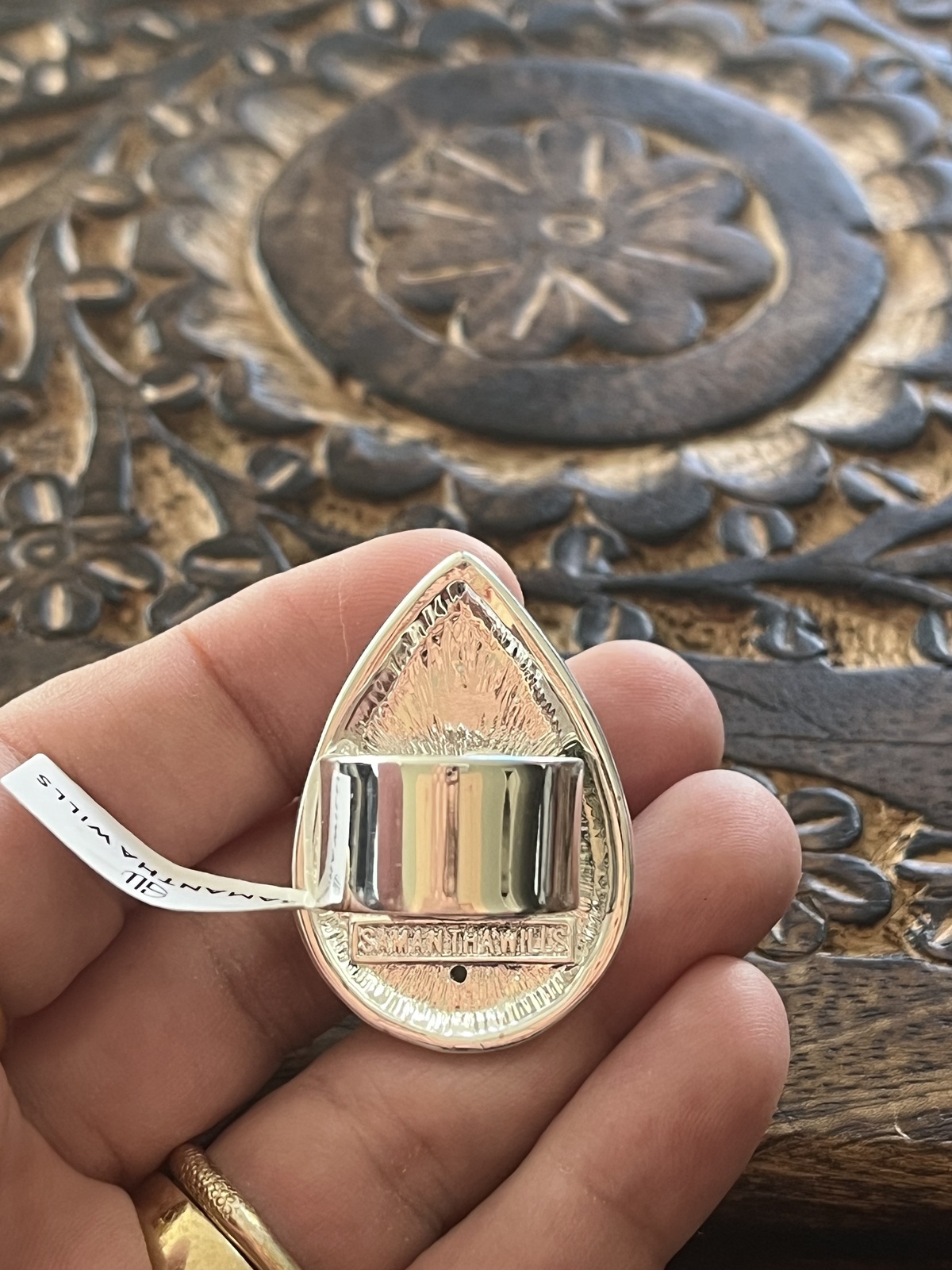 MINI BOHEMIAN BARDOT RING IN SILVER WITH HOWLITE - SIZE 5.5-BNWT