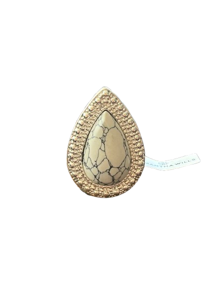 MINI BOHEMIAN BARDOT RING IN SILVER WITH HOWLITE - SIZE 5.5-BNWT