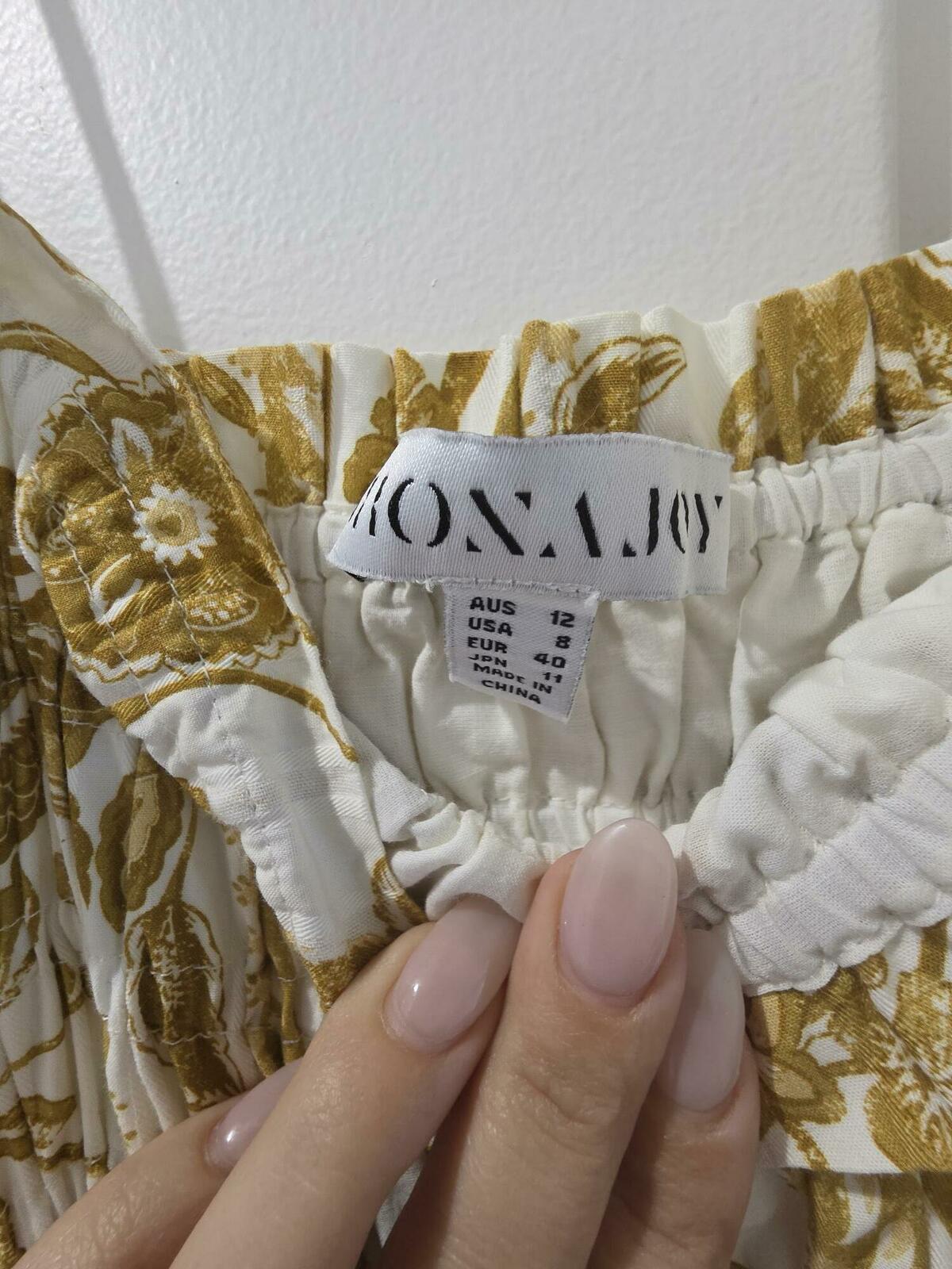  Saffron Shirred Tiered Midi Dress