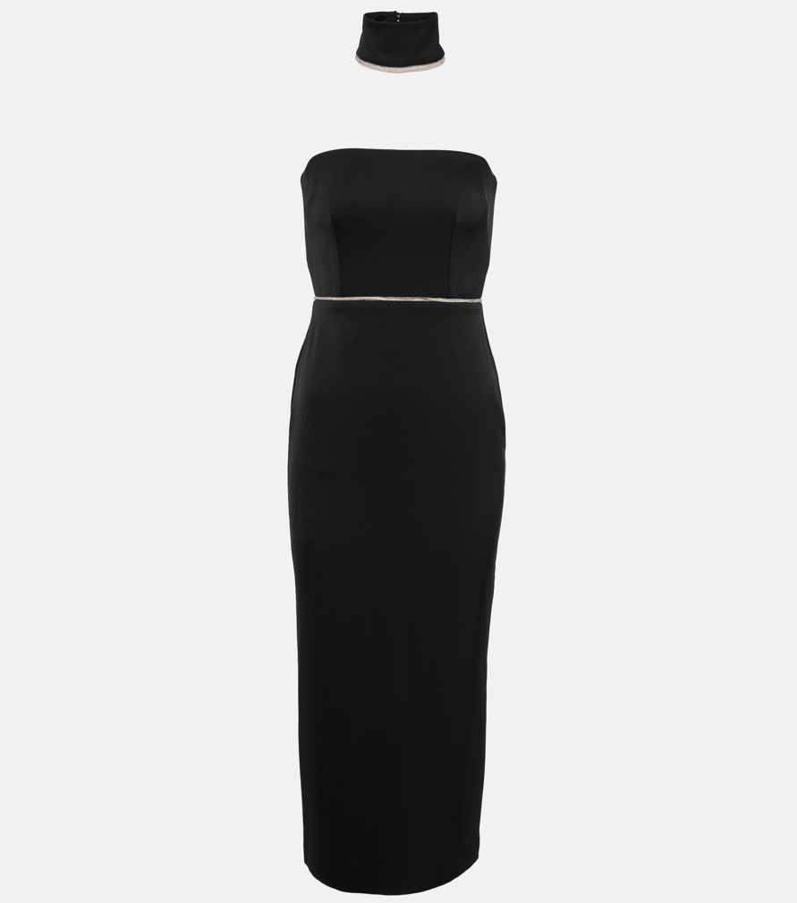 Crystal-embellished Satin Midi Dress 