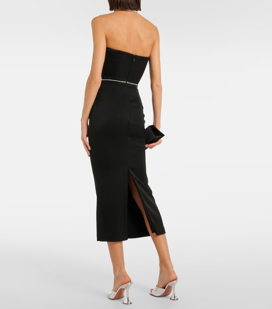 Crystal-embellished Satin Midi Dress 