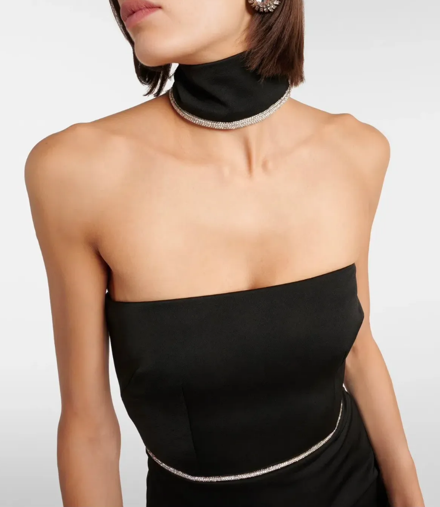 Crystal-embellished Satin Midi Dress 