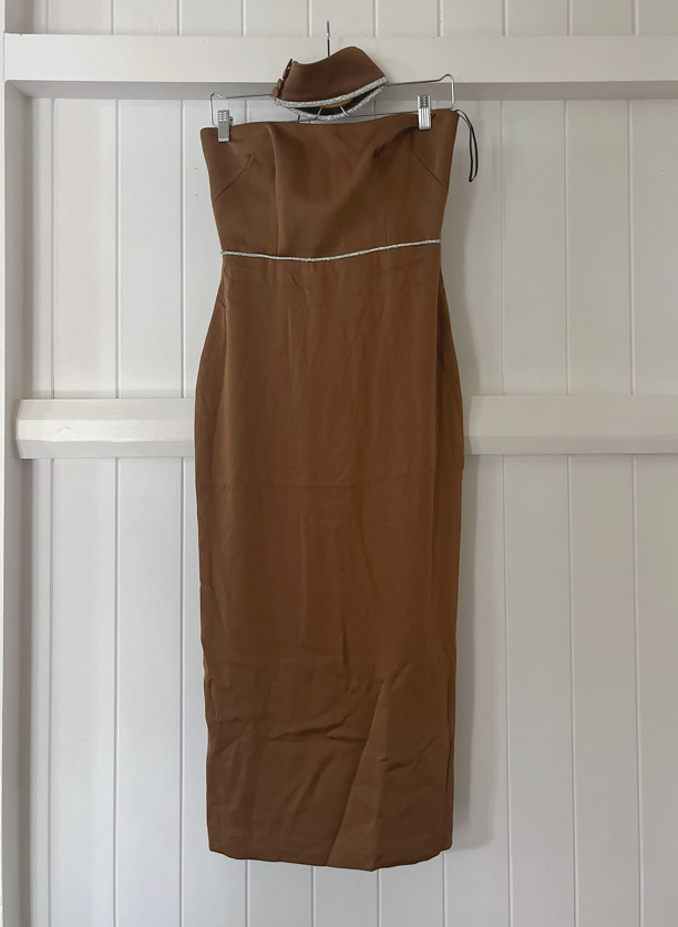 Crystal Embellished Satin Midi Dress AU10/US6