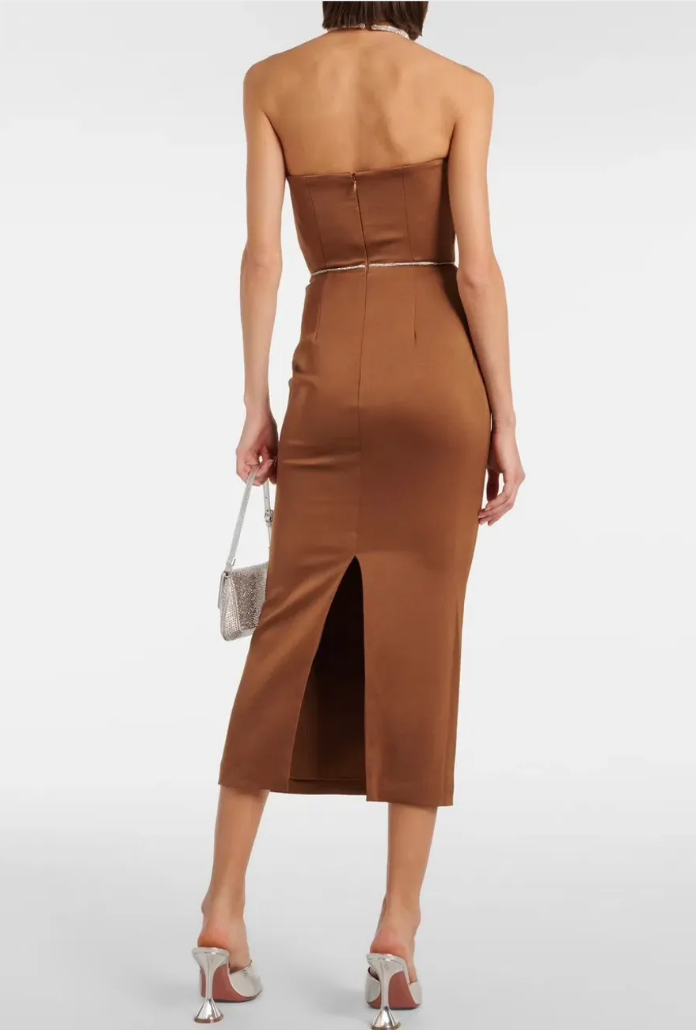 Crystal Embellished Satin Midi Dress AU10/US6