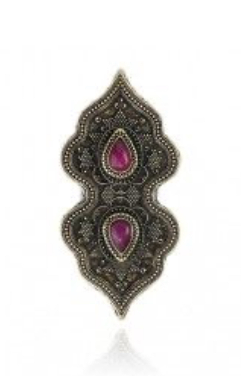 LETS GET LOST RING “MAGENTA” IN DARK BURNISHED GOLD