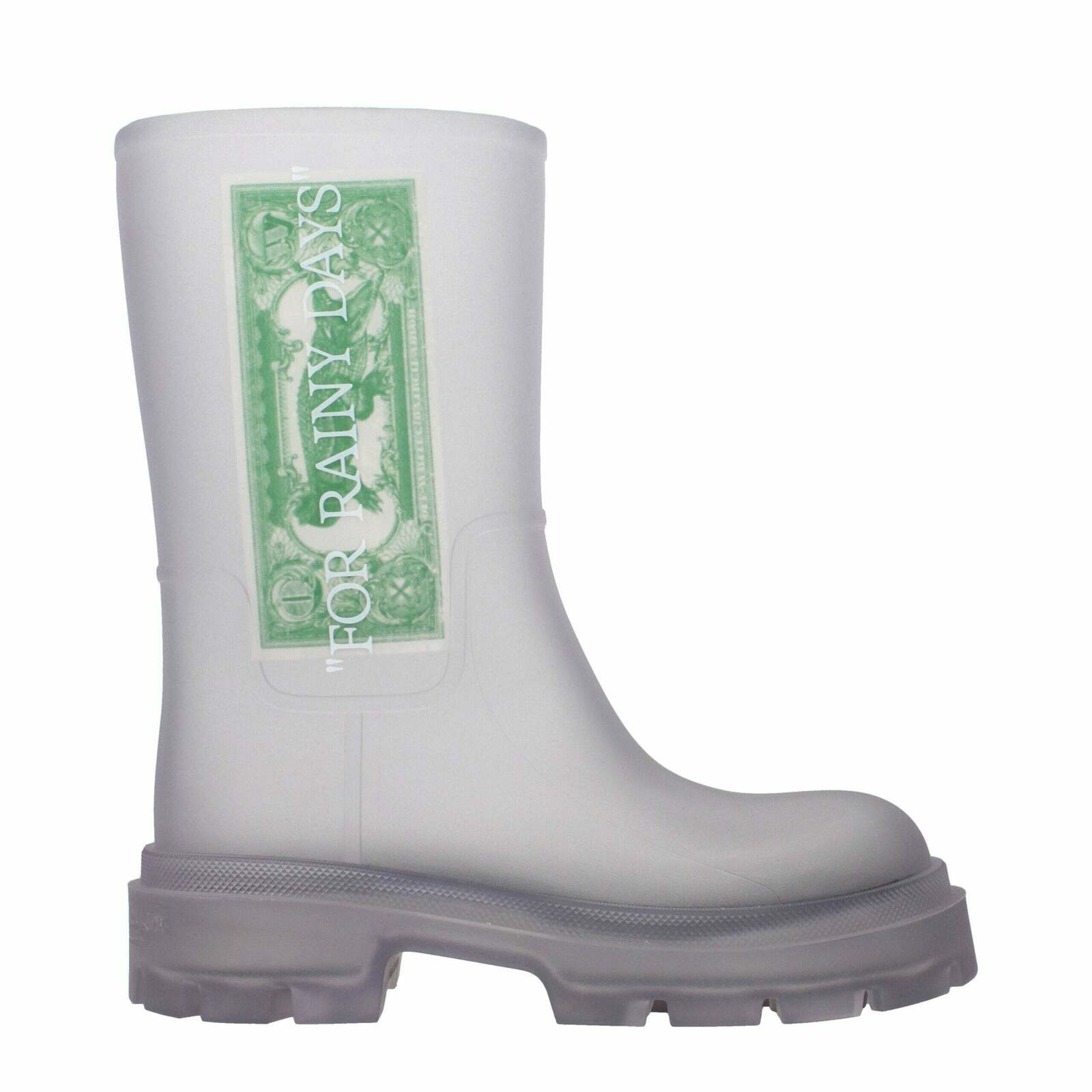 PVC Ankle Boots with Chunky Heel - Transparent / EU42/US9