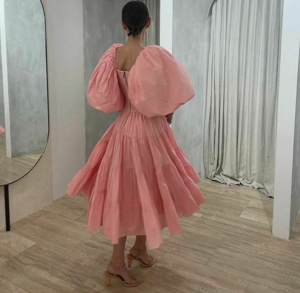 Cherished Puff Sleeve Midi Dress