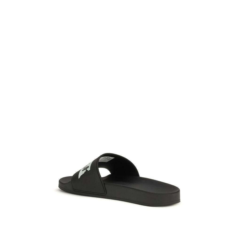 Rubber Strappy Slide Sandals - Black / EU45/US12