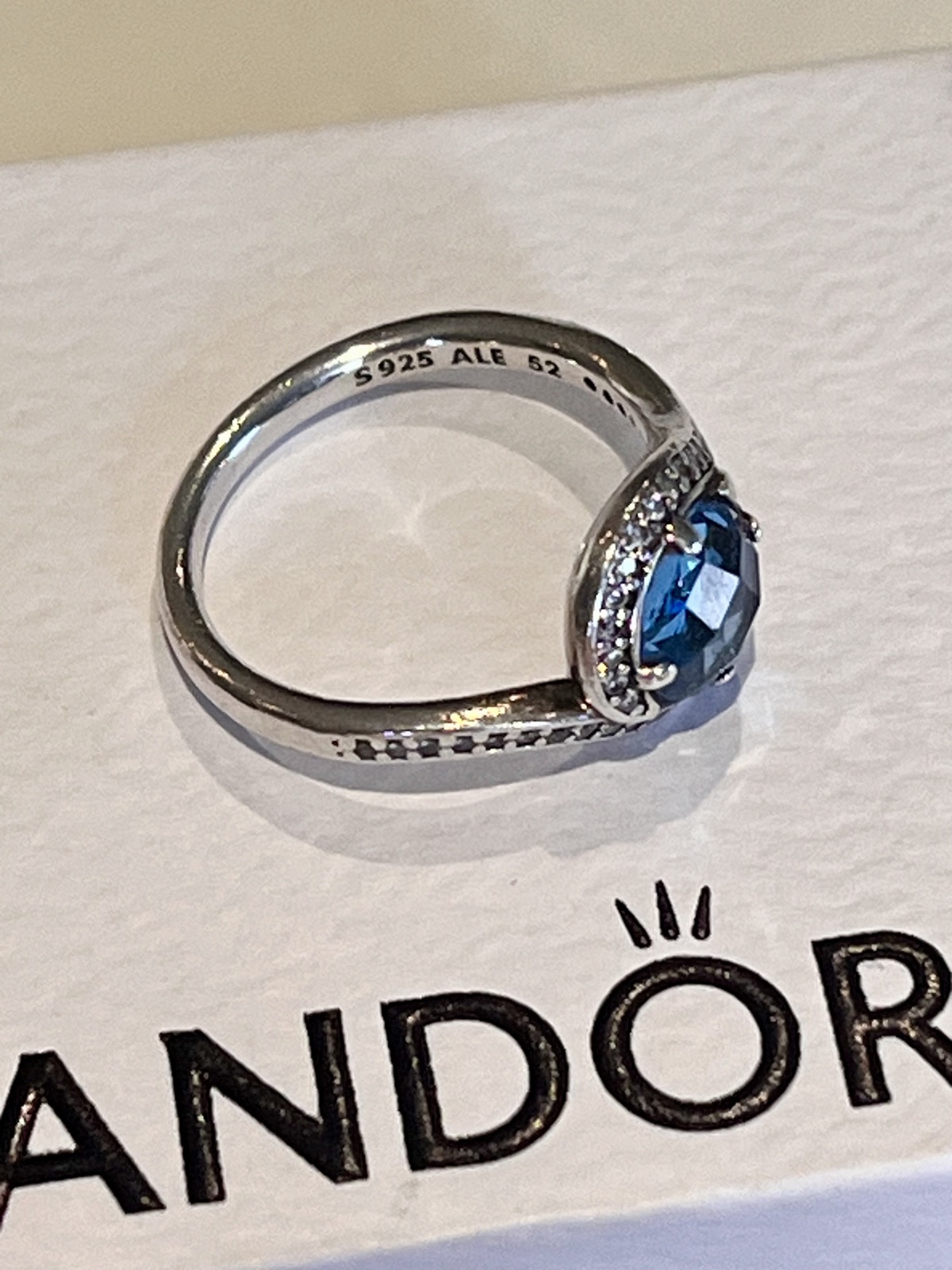 EMBELLISHMENT RING STERLING SILVER SKY BLUE CRYSTAL & CZ -52