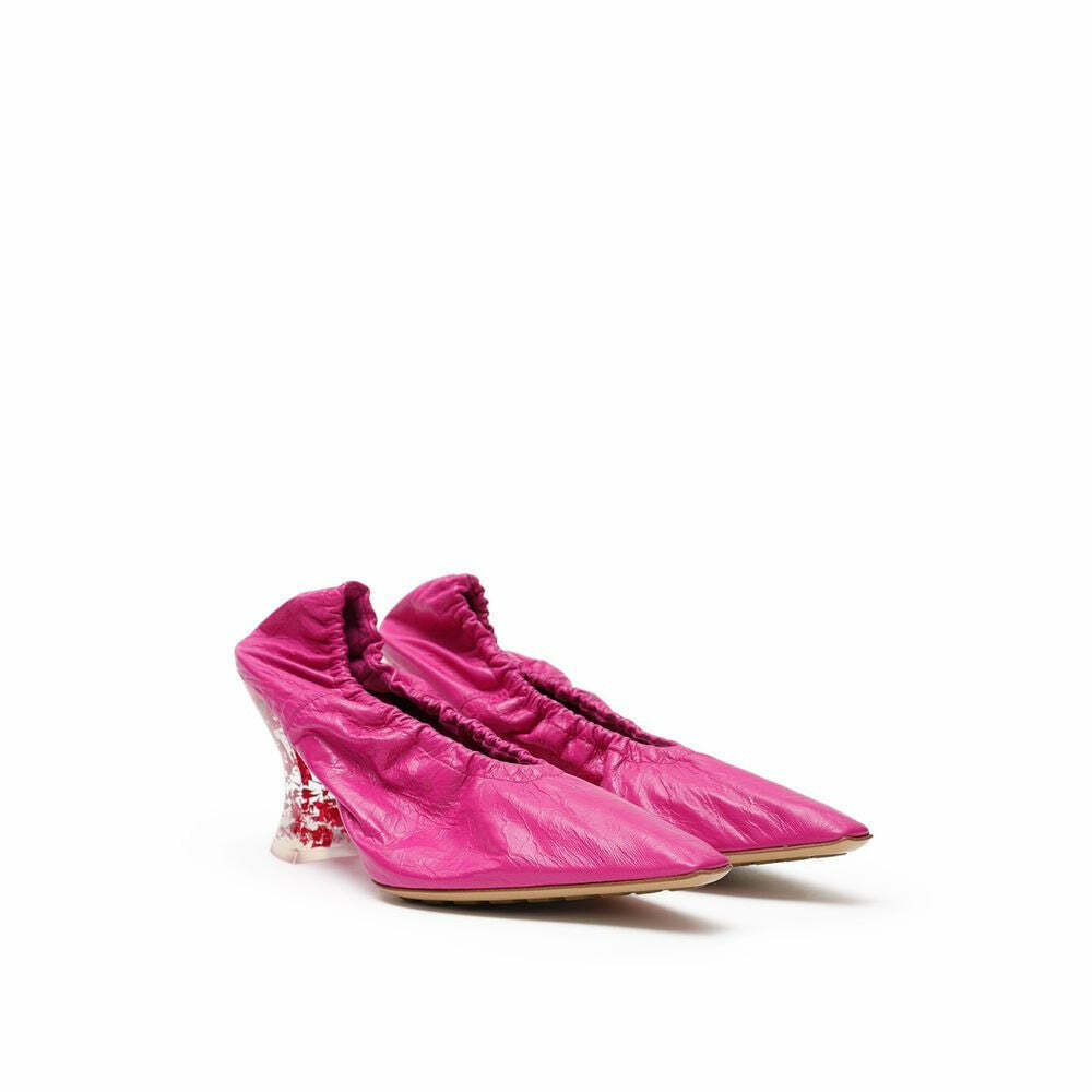 Leather Slippers with Detailing - Fuchsia / EU38.5/US8.5