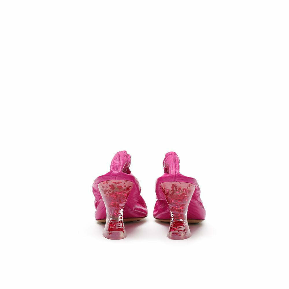 Leather Slippers with Detailing - Fuchsia / EU38.5/US8.5