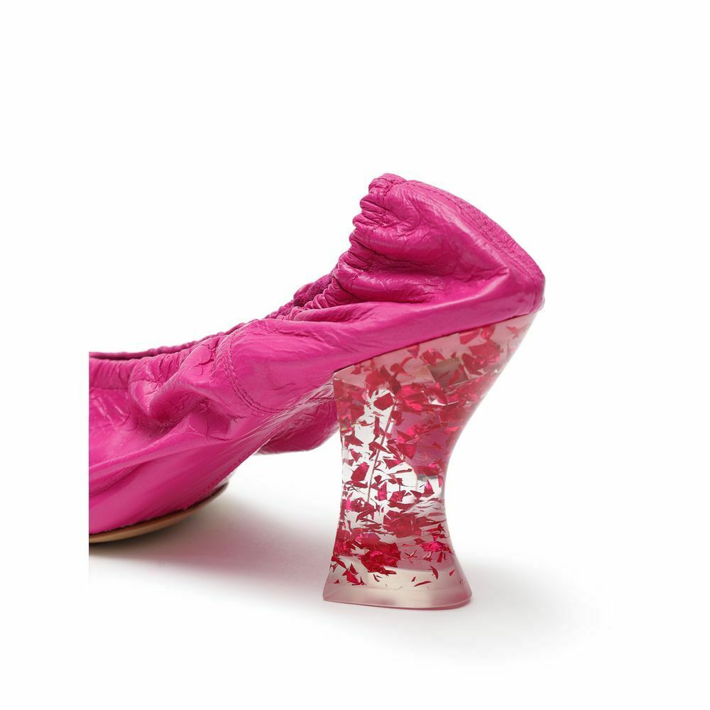 Leather Slippers with Detailing - Fuchsia / EU38.5/US8.5