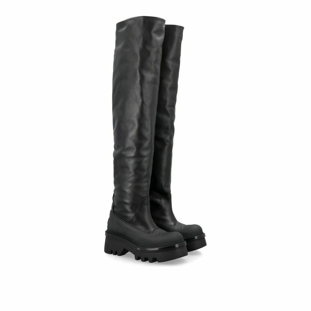 Leather Over The Knee Boots - Black / EU40/US10