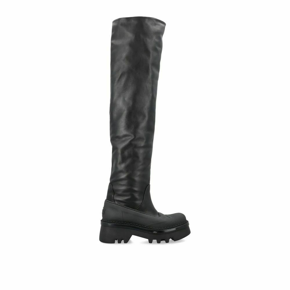 Leather Over The Knee Boots - Black / EU36/US6