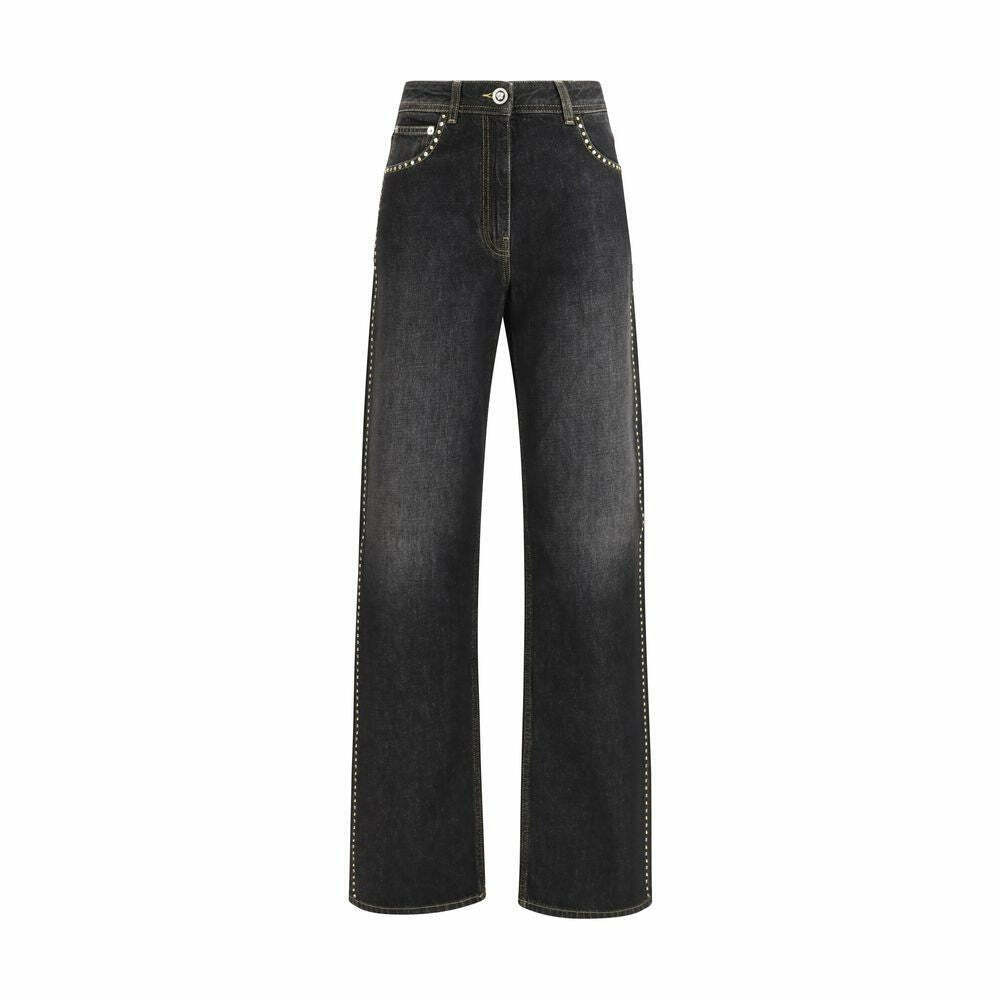 Cotton Straight-Leg Jeans - Black / 27