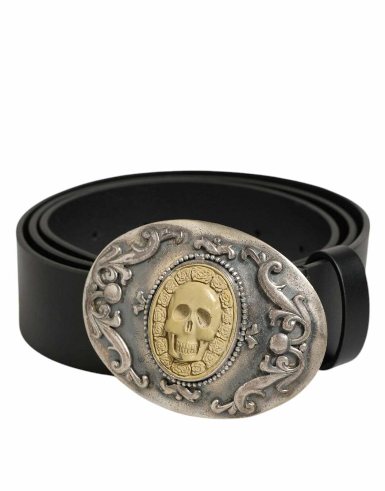 Dolce & Gabbana Leather Belt with Ornate Metal Buckle  display picture 2