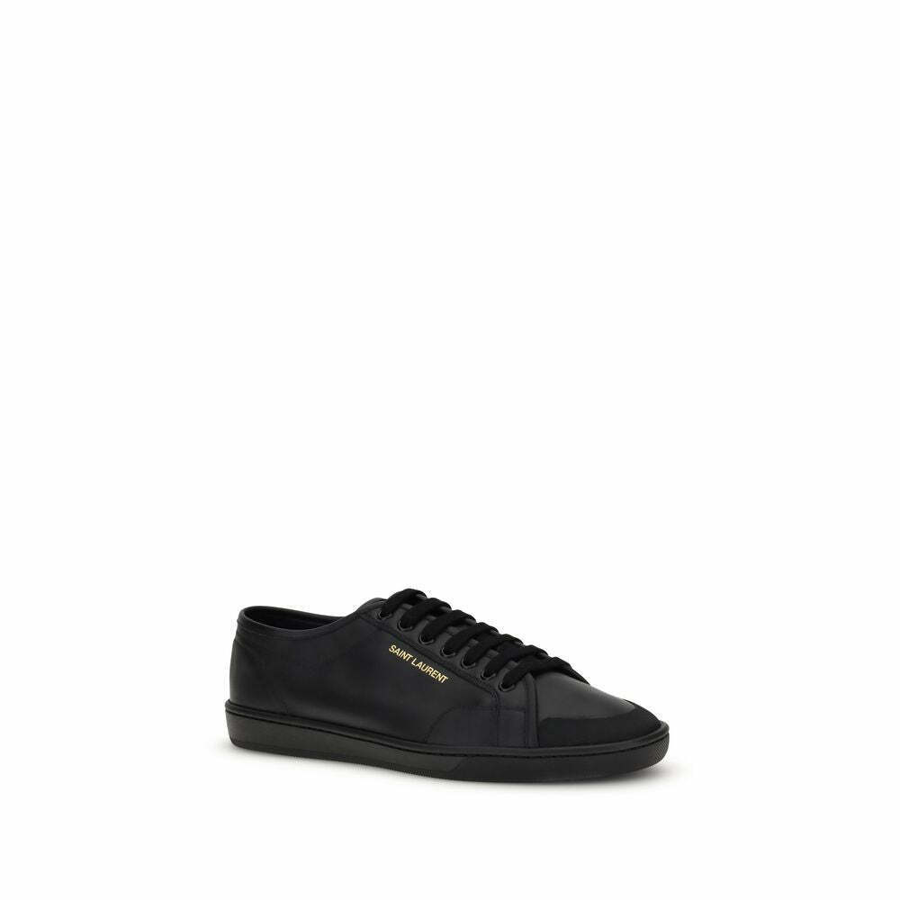 Contemporary Lace-Up Gym Sneakers with Gold Signature - Black / EU45/US12