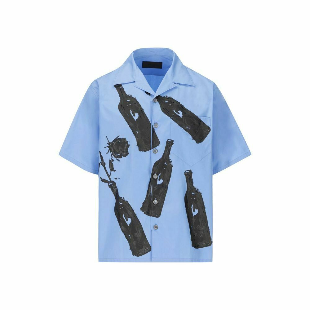 Cotton Pattern Shirt with Classic Design - Blue / L