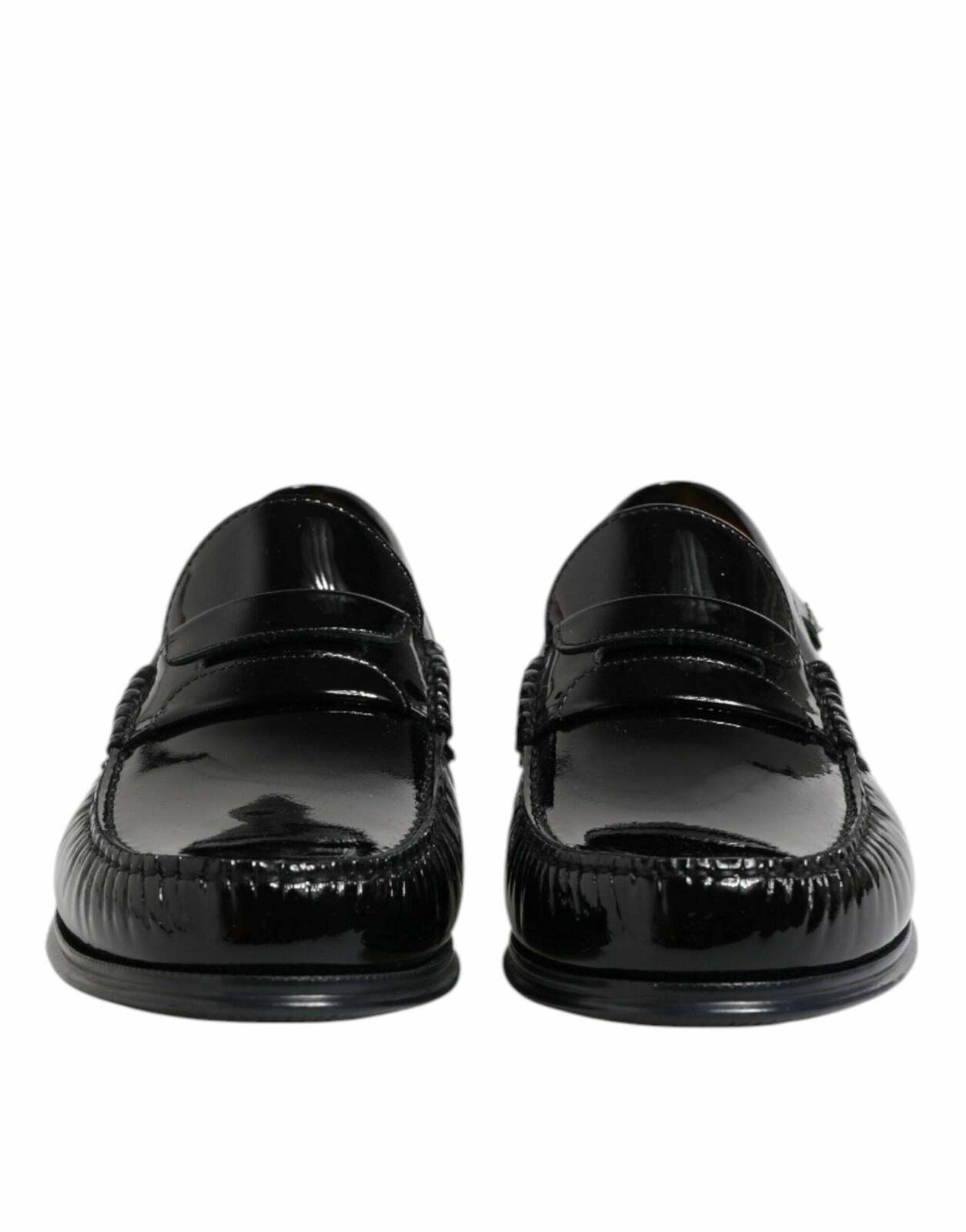 Dolce & Gabbana Black Leather Slip-On Loafers with Metallic Detail Dolce & Gabbana Men main image 2