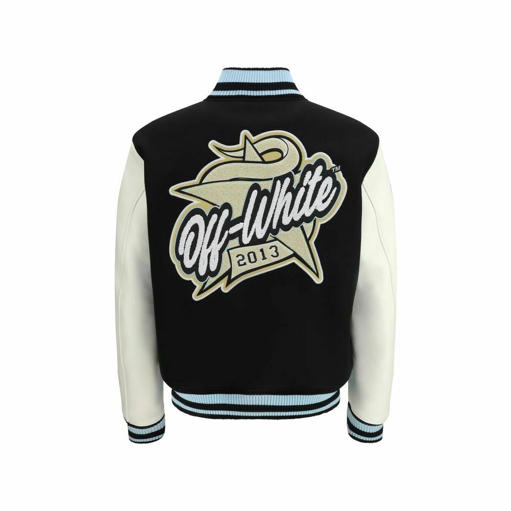 Wool Bomber Jacket with Ribbed Hem and Cuffs - Black / IT50 | L