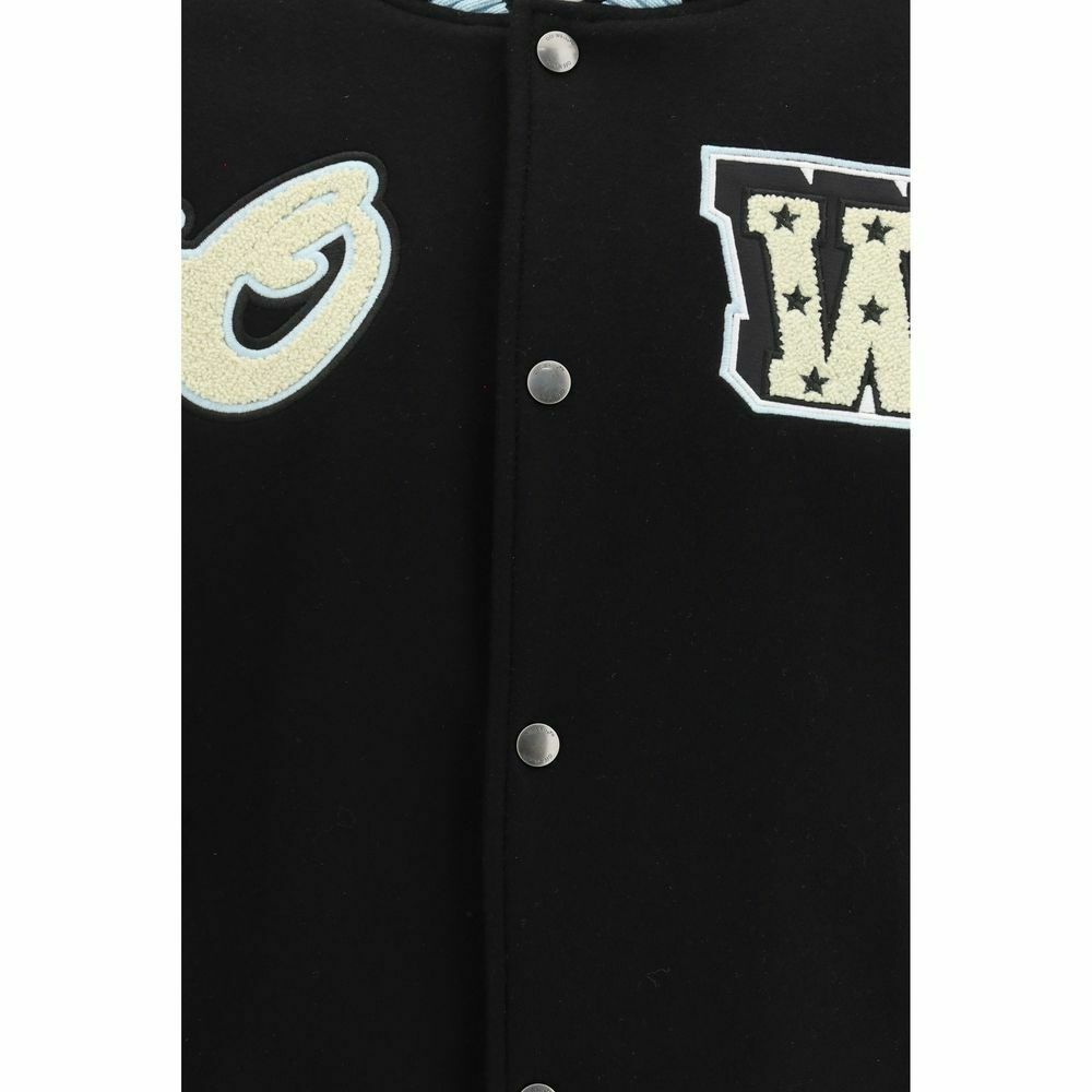 Wool Bomber Jacket with Ribbed Hem and Cuffs - Black / IT50 | L