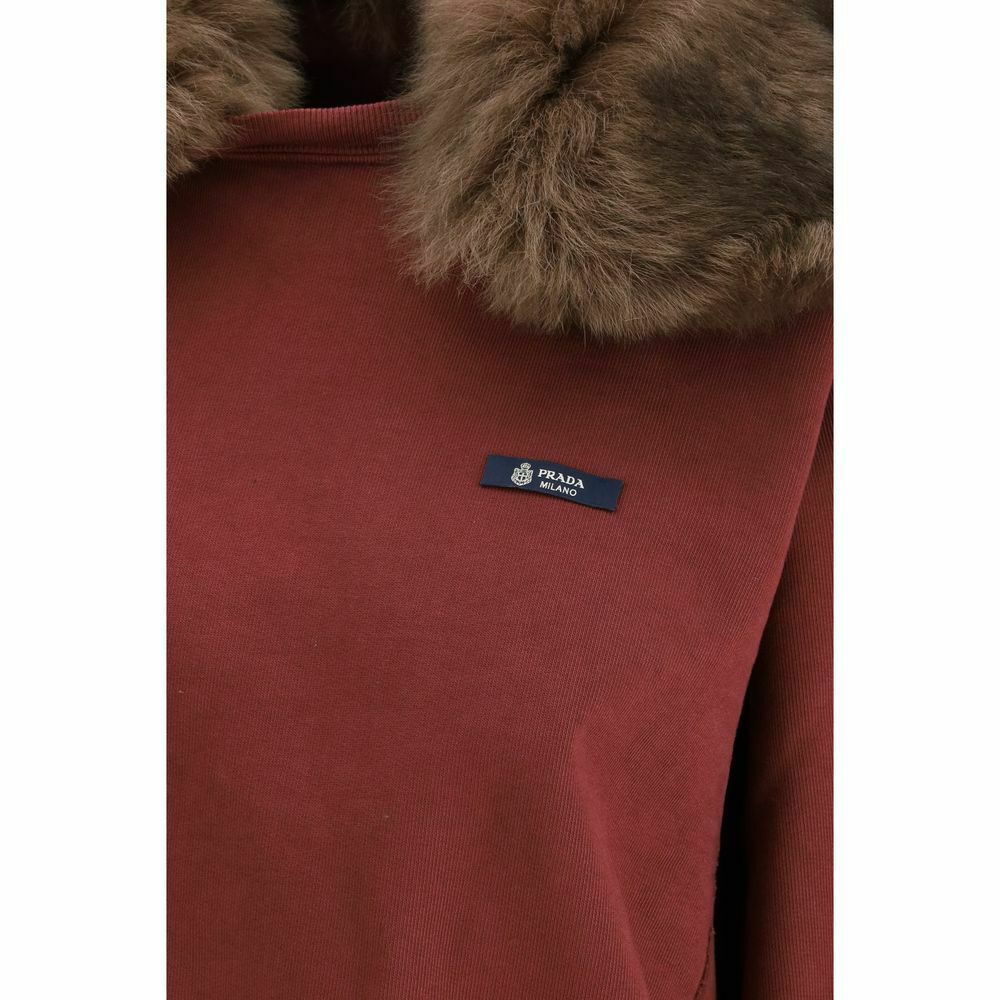 Cotton Sweatshirt with  Print - Bordeaux / XS