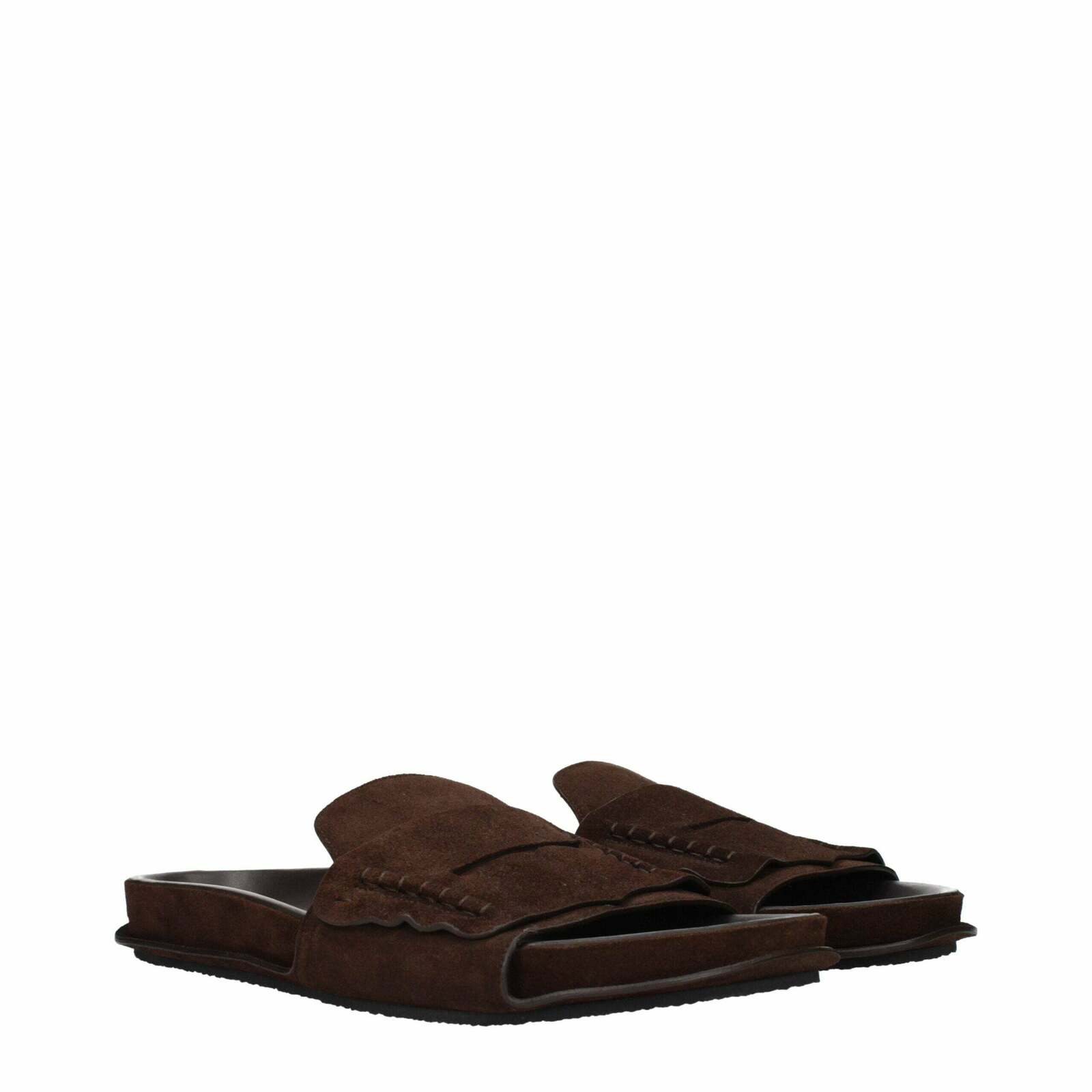 Leather Slippers Sandals - Brown / EU42/US9