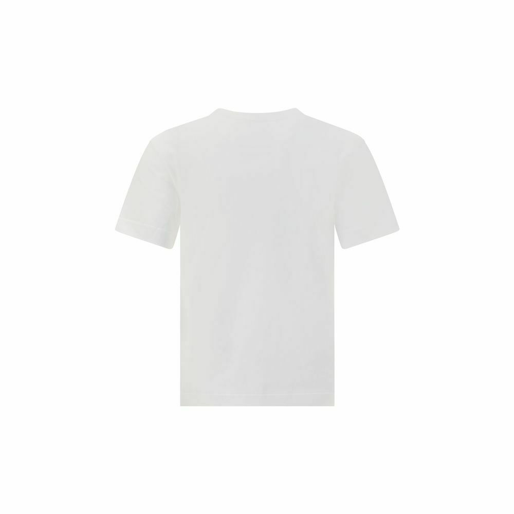 Ribbed Crew Neck Cotton T-Shirt with Monogram Patch - White / XS
